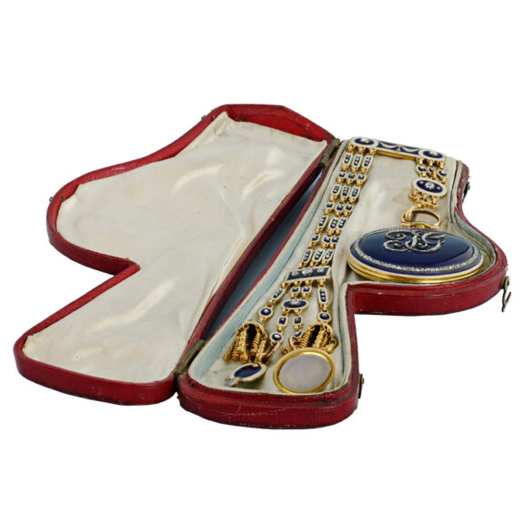 Gold, enamel, diamond set watch with chatelaine Circa 1780 Gold, enamel, diamond set watch with chatelaine Circa 1780