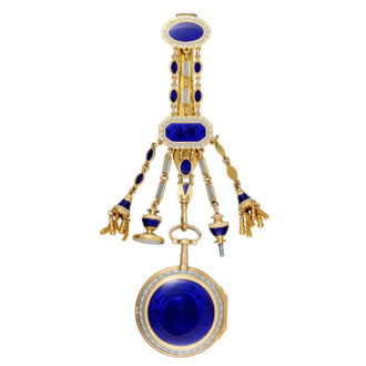 Gold, enamel and rock crystal verge with chatelaine Circa 1780