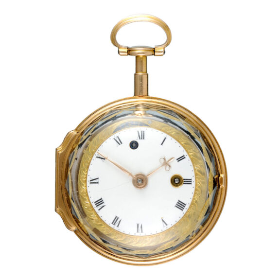Gold, enamel and rock crystal verge with chatelaine Circa 1780 Gold, enamel and rock crystal verge with chatelaine Circa 1780