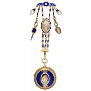 English gold and enamel verge with chatelaine Circa 1781