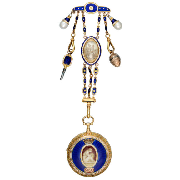 English gold and enamel verge with chatelaine Circa 1781