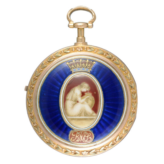 English gold and enamel verge with chatelaine Circa 1781 English gold and enamel verge with chatelaine Circa 1781