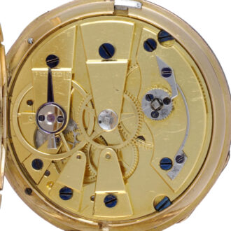 French cylinder gold, champlevé enamel open face case, circa 1830