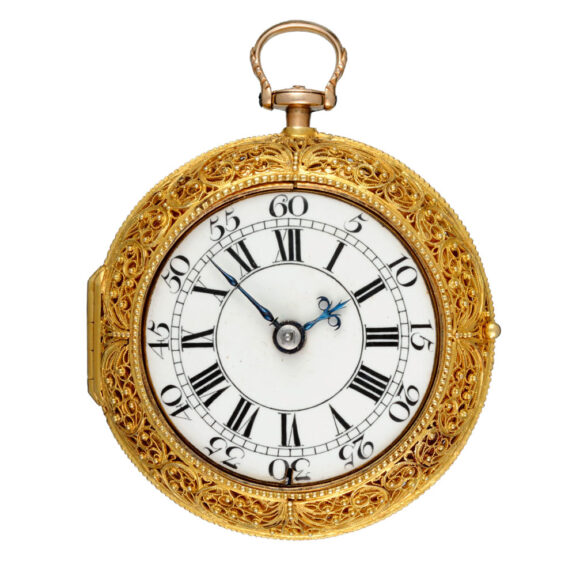 Open Front 17th Century Gold Filigree Watch
