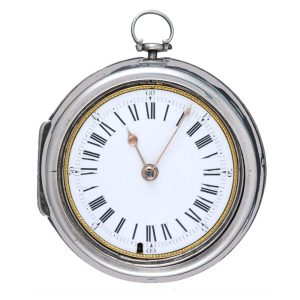 Unusual large silver pair cased verge watch Circa 1695