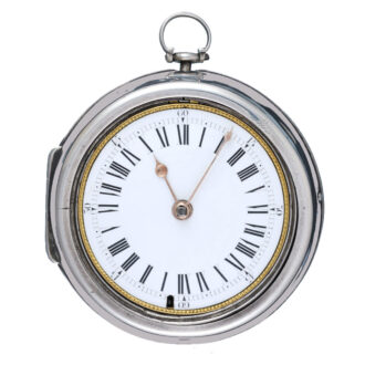Unusual large silver pair cased verge watch Circa 1695
