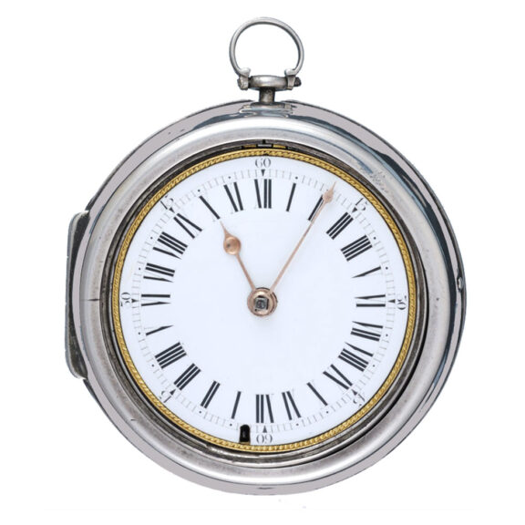 Unusual large silver pair cased verge watch Circa 1695