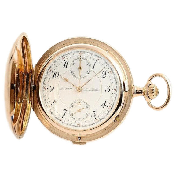 German gold Glashütte watch with chronograph Circa 1913 German gold Glashütte watch with chronograph Circa 1913