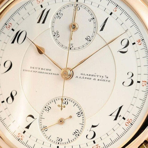 German gold Glashütte watch with chronograph Circa 1913 German gold Glashütte watch with chronograph Circa 1913
