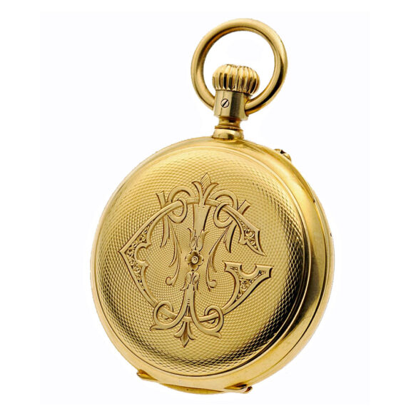 German gold Glashuette pocket watch with chronograph Circa 1881 German gold Glashuette pocket watch with chronograph Circa 1881