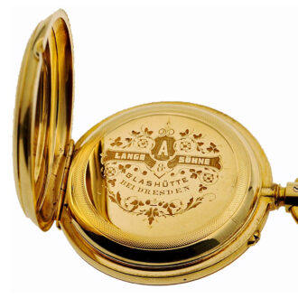 German gold Glashuette pocket watch with chronograph Circa 1881