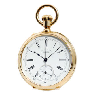 German gold Glashuette pocket watch with chronograph Circa 1881