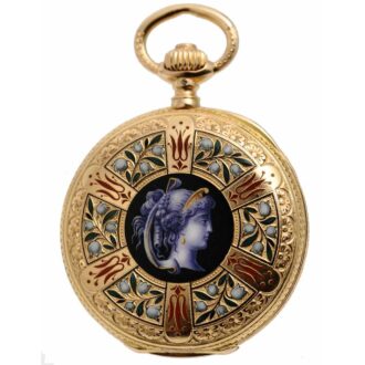 German gold enamel hunting case Glashuette pocket watch Circa 1881