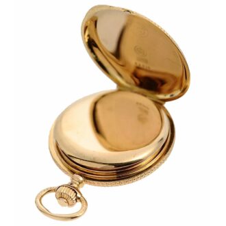 German gold enamel hunting case Glashuette pocket watch Circa 1881