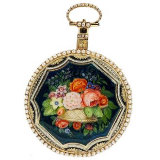 English gold enamel musical watch for Chinese market Circa 1815