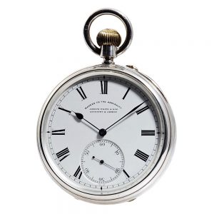 English silver lever deck watch with carrousel Circa 1909