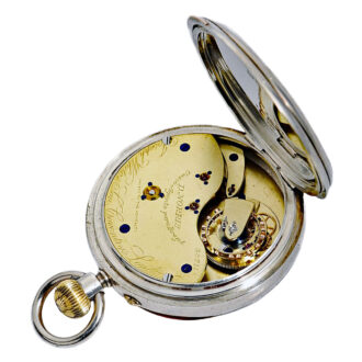 English silver lever deck watch with carrousel Circa 1909