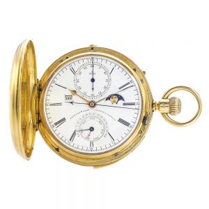 Rare English gold minute repeating calendar watch Circa 1880