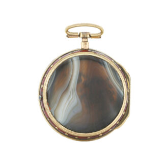 An Italian gilt metal and agate verge pocket watch Circa 1750