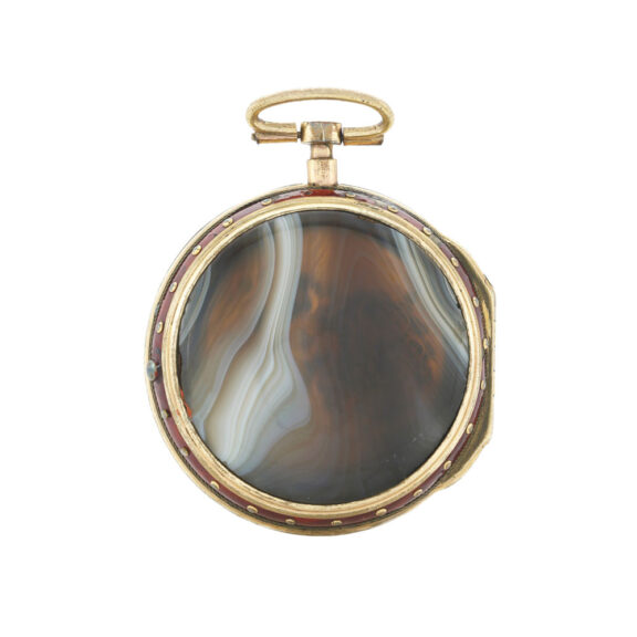 An Italian gilt metal and agate verge pocket watch Circa 1750