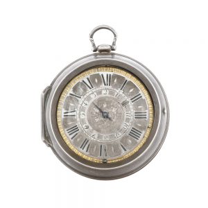 French silver pair cased verge pocket watch with alarm Circa 1670