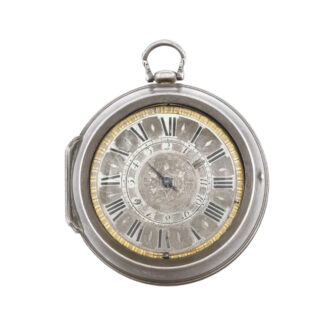 French silver pair cased verge pocket watch with alarm Circa 1670