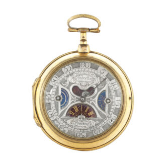 An English gilt metal verge watch with mock pendulum Circa 1700