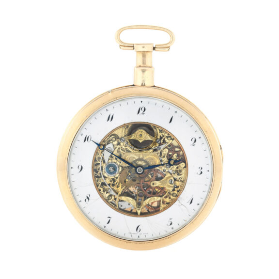 A Swiss gold quarter repeating skeletonised cylinder Circa 1790