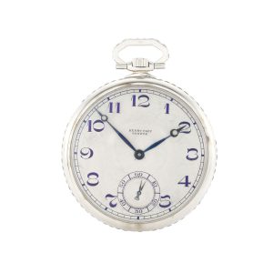 A rare Swiss white gold sapphire set open faced lever Circa 1930