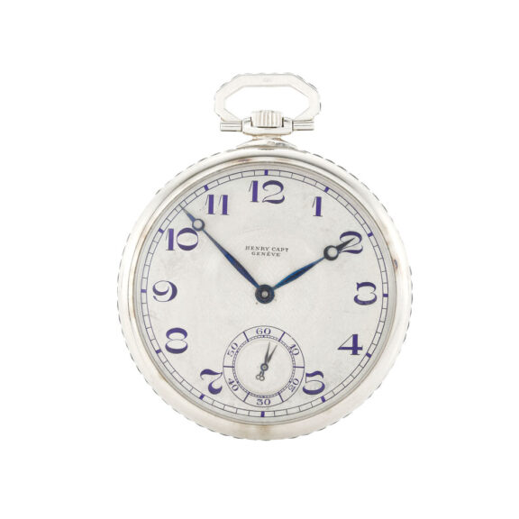 A rare Swiss white gold sapphire set open faced lever Circa 1930