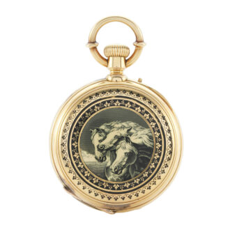 Swiss gold and enamel open faced lever pocket watch Circa 1890