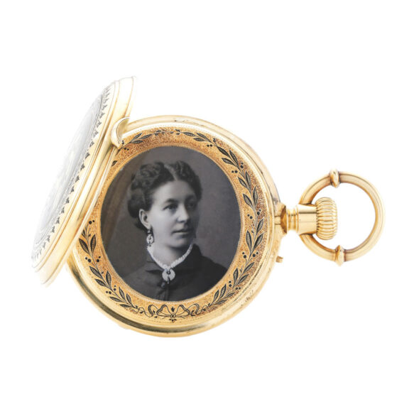 Swiss gold and enamel open faced lever pocket watch Circa 1890 Swiss gold and enamel open faced lever pocket watch Circa 1890