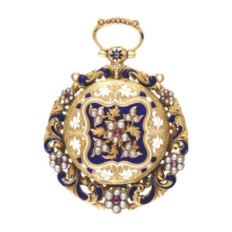 Swiss gold, enamel and split pearls set cylinder watch Circa 1850