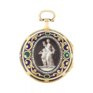 An English gold and enamel pair cased pocket watch Circa 1780
