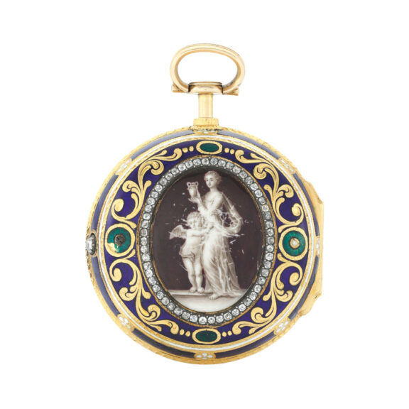 An English gold and enamel pair cased pocket watch Circa 1780