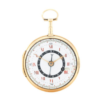 A Swiss gold double dialled pocket watch with date Circa 1800