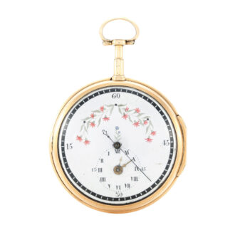 A Swiss gold double dialled pocket watch with date Circa 1800