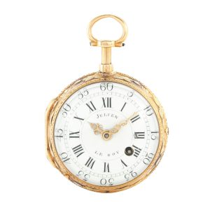 A French gold verge watch quarter repeating a toc Circa 1760