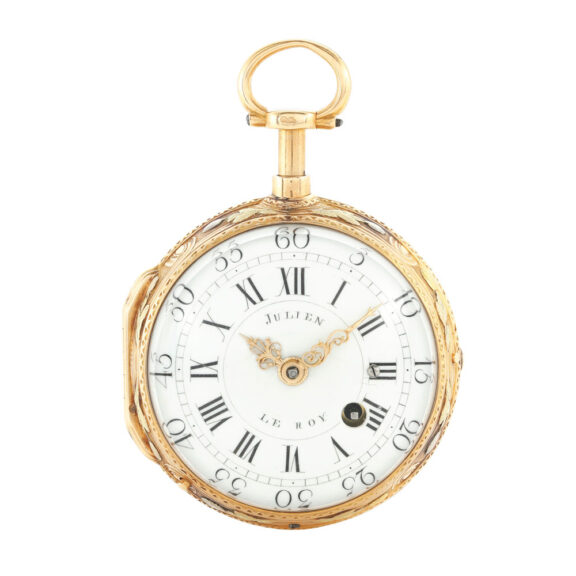 A French gold verge watch quarter repeating a toc Circa 1760