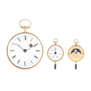 Verge with a gold key with calendar and moon phases Circa 1800