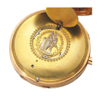A Swiss gold automaton verge watch with erotic scene Circa 1820