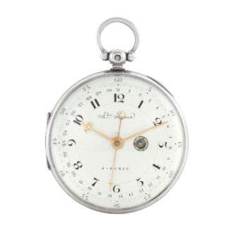 Watch with date and oversized barrel with visible spring Circa 1790
