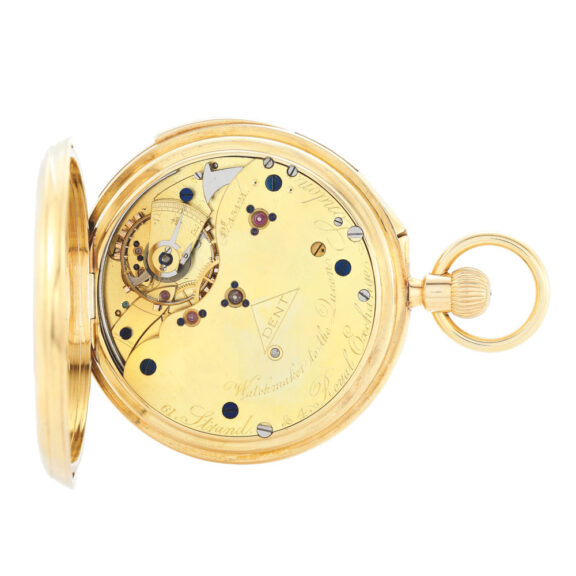 An English gold open faced minute repeating lever Circa 1890 An English gold open faced minute repeating lever Circa 1890