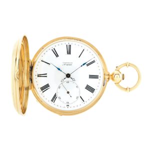 A Swiss gold hunting cased chronometer pocket watch Circa 1870