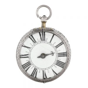 French silver pierced and engraved verge clock watch Circa 1680