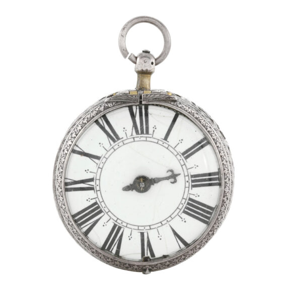 French silver pierced and engraved verge clock watch Circa 1680