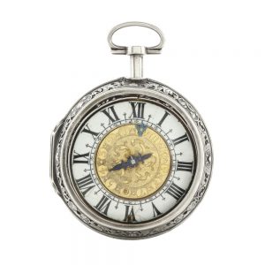 French silver pair cased verge pocket watch with alarm Circa 1680