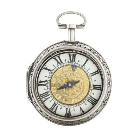 French silver pair cased verge pocket watch with alarm Circa 1680