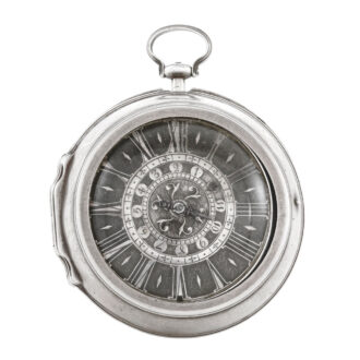 French silver pair cased verge pocket watch with alarm Circa 1680
