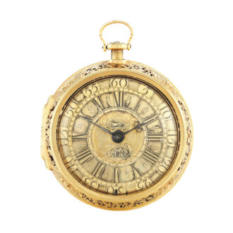 An English gold pair cased repoussé quarter repeater Circa 1730